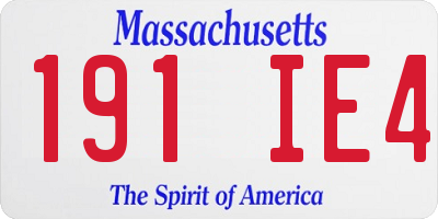 MA license plate 191IE4