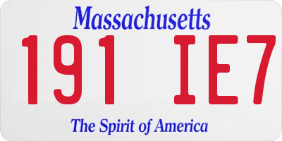 MA license plate 191IE7