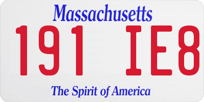MA license plate 191IE8