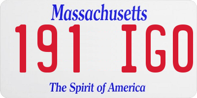 MA license plate 191IG0