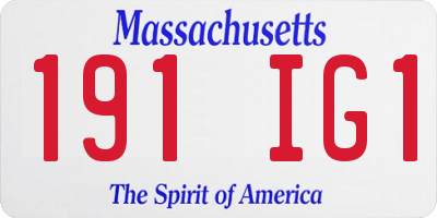MA license plate 191IG1
