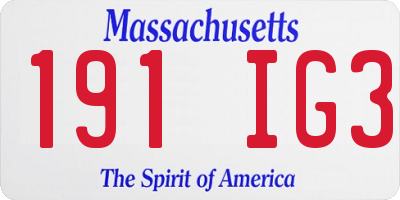 MA license plate 191IG3