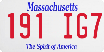 MA license plate 191IG7