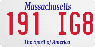 MA license plate 191IG8