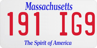 MA license plate 191IG9