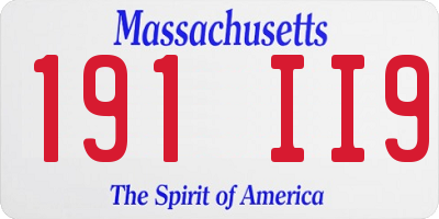 MA license plate 191II9