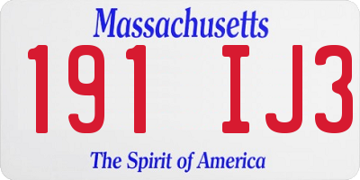 MA license plate 191IJ3
