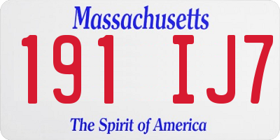 MA license plate 191IJ7
