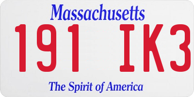 MA license plate 191IK3