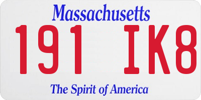 MA license plate 191IK8