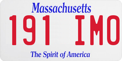 MA license plate 191IM0