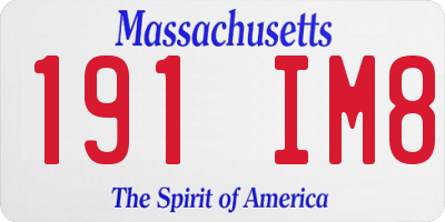 MA license plate 191IM8