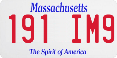 MA license plate 191IM9