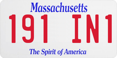 MA license plate 191IN1
