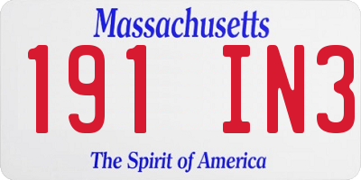 MA license plate 191IN3