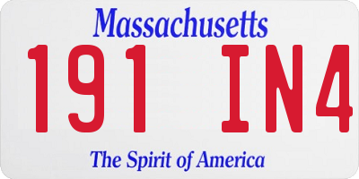 MA license plate 191IN4