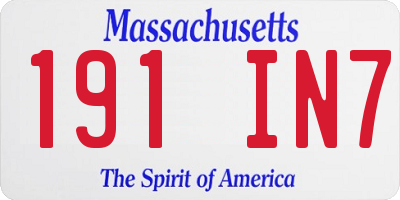 MA license plate 191IN7