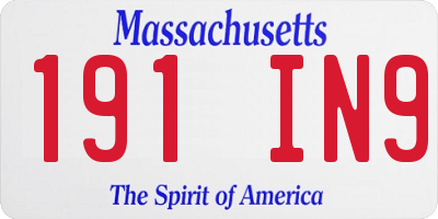 MA license plate 191IN9