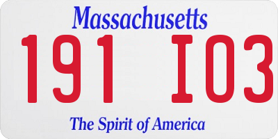 MA license plate 191IO3