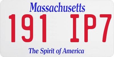 MA license plate 191IP7