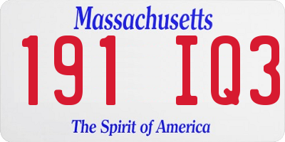 MA license plate 191IQ3
