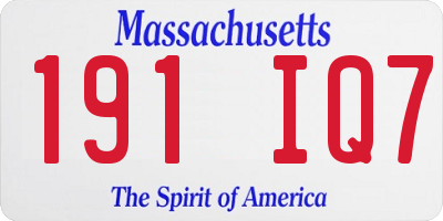 MA license plate 191IQ7