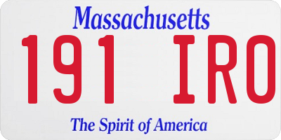 MA license plate 191IR0