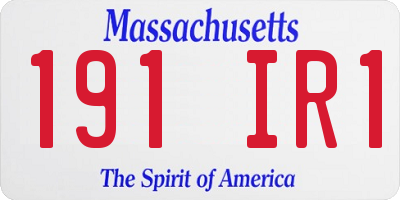 MA license plate 191IR1