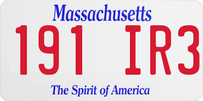 MA license plate 191IR3