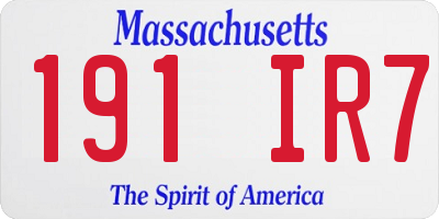 MA license plate 191IR7