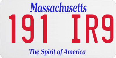 MA license plate 191IR9