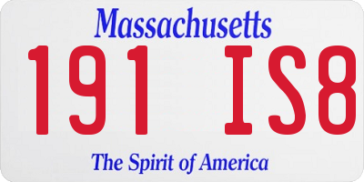 MA license plate 191IS8