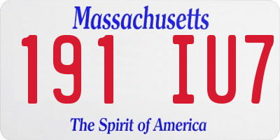MA license plate 191IU7