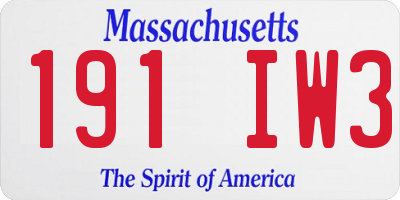 MA license plate 191IW3