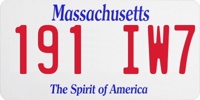 MA license plate 191IW7