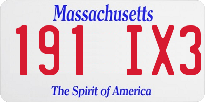 MA license plate 191IX3