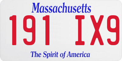 MA license plate 191IX9