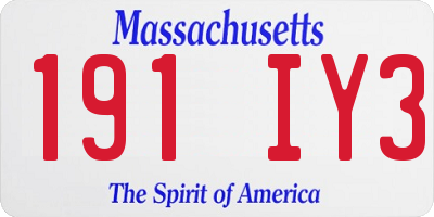 MA license plate 191IY3
