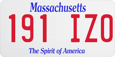 MA license plate 191IZ0