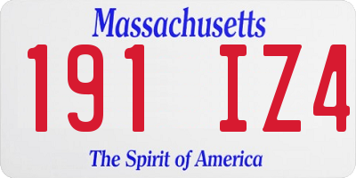 MA license plate 191IZ4