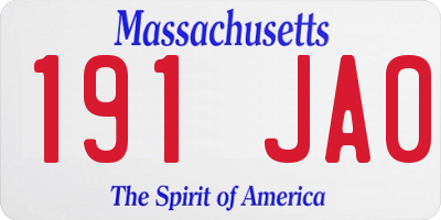 MA license plate 191JA0