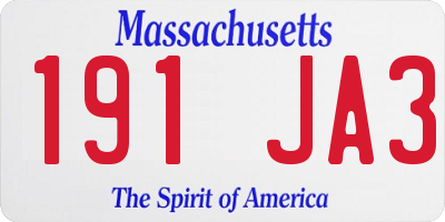 MA license plate 191JA3