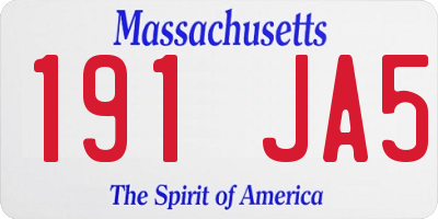 MA license plate 191JA5