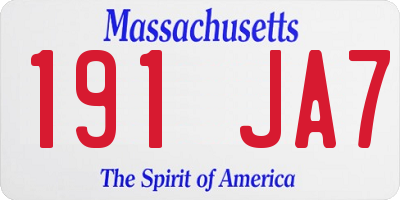 MA license plate 191JA7