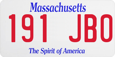 MA license plate 191JB0