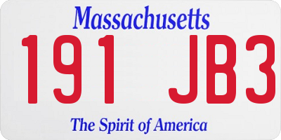 MA license plate 191JB3