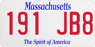 MA license plate 191JB8