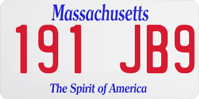 MA license plate 191JB9