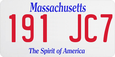 MA license plate 191JC7