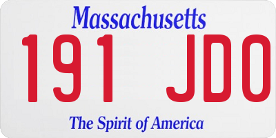 MA license plate 191JD0